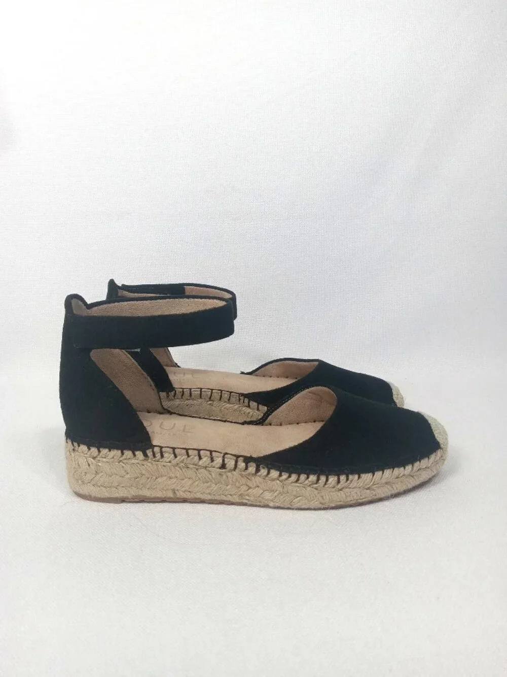 SOUL Naturalizer Womens Wren Black Ankle Strap Espadrille Platform Wedge Size 7